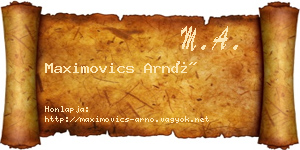 Maximovics Arnó névjegykártya